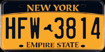 NY license plate HFW3814