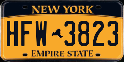 NY license plate HFW3823