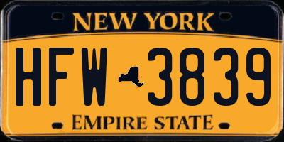 NY license plate HFW3839