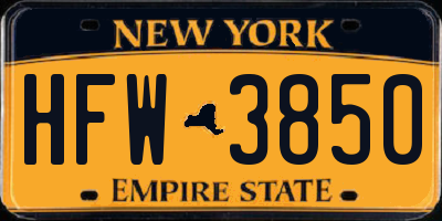 NY license plate HFW3850