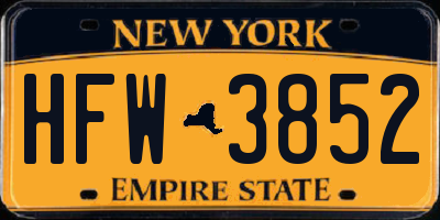 NY license plate HFW3852