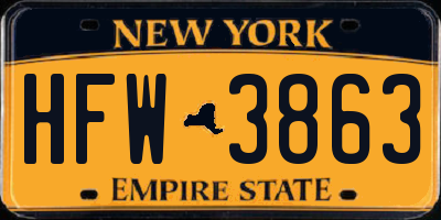 NY license plate HFW3863