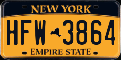 NY license plate HFW3864