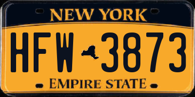 NY license plate HFW3873
