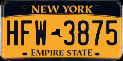 NY license plate HFW3875