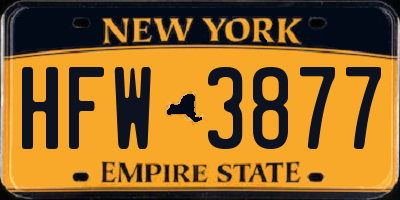 NY license plate HFW3877