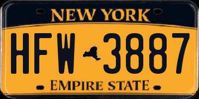 NY license plate HFW3887