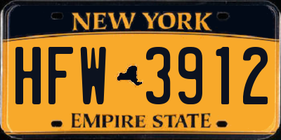 NY license plate HFW3912
