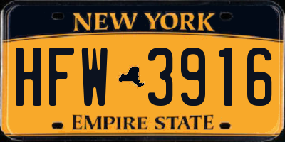 NY license plate HFW3916