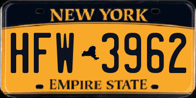 NY license plate HFW3962