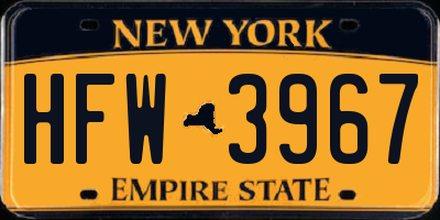 NY license plate HFW3967