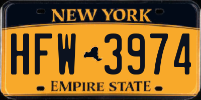 NY license plate HFW3974