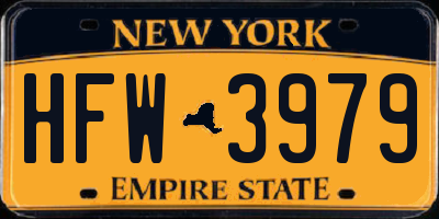 NY license plate HFW3979