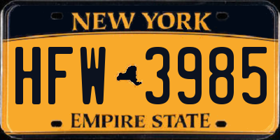 NY license plate HFW3985