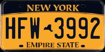 NY license plate HFW3992