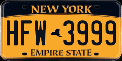 NY license plate HFW3999