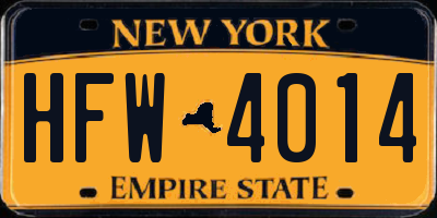 NY license plate HFW4014