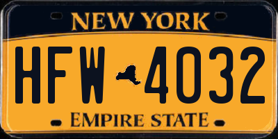NY license plate HFW4032
