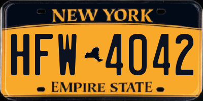 NY license plate HFW4042