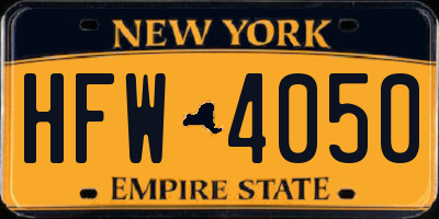 NY license plate HFW4050
