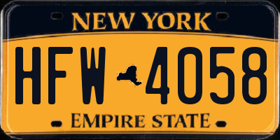 NY license plate HFW4058