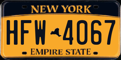 NY license plate HFW4067