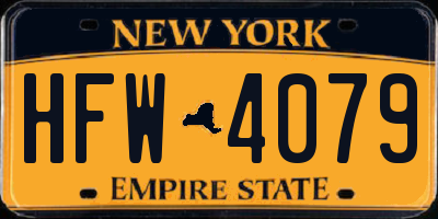 NY license plate HFW4079