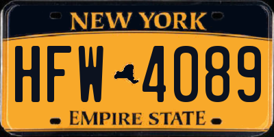 NY license plate HFW4089