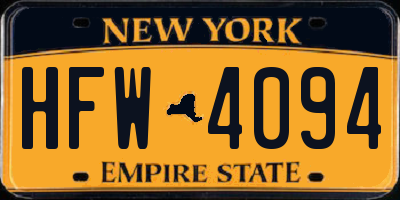 NY license plate HFW4094