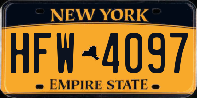 NY license plate HFW4097