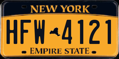 NY license plate HFW4121
