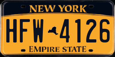 NY license plate HFW4126