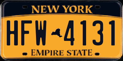 NY license plate HFW4131