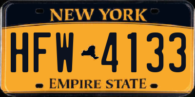 NY license plate HFW4133