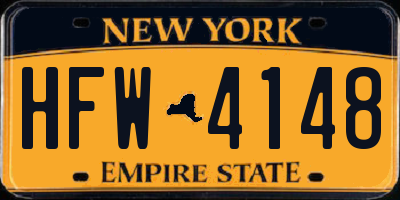 NY license plate HFW4148