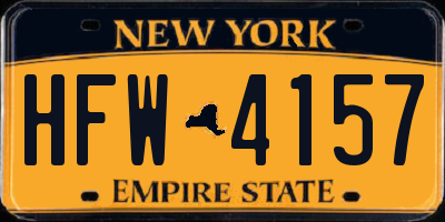 NY license plate HFW4157