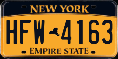 NY license plate HFW4163