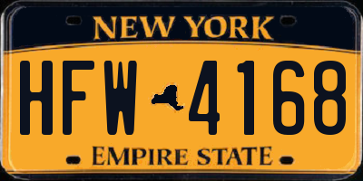 NY license plate HFW4168
