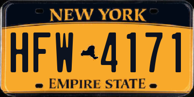NY license plate HFW4171
