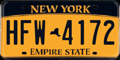 NY license plate HFW4172