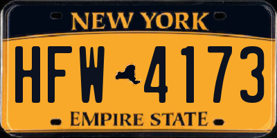 NY license plate HFW4173