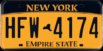 NY license plate HFW4174
