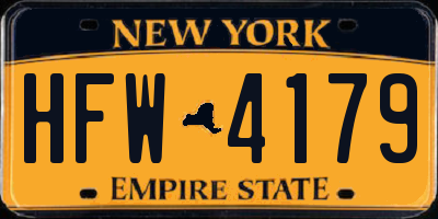 NY license plate HFW4179