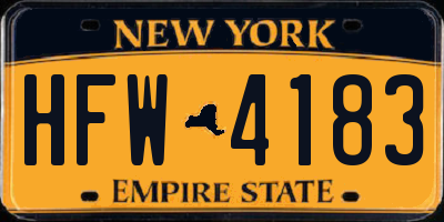 NY license plate HFW4183