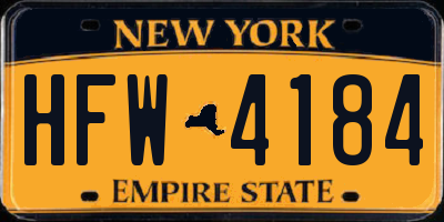 NY license plate HFW4184