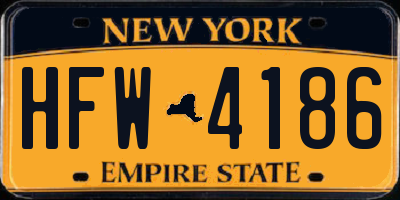 NY license plate HFW4186
