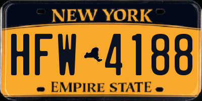 NY license plate HFW4188