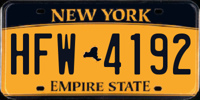 NY license plate HFW4192