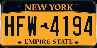 NY license plate HFW4194