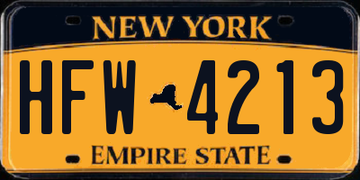NY license plate HFW4213